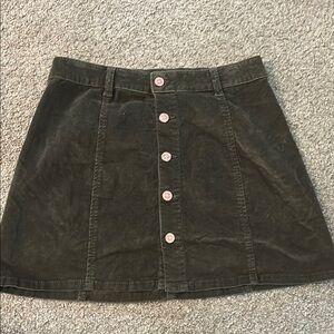 Olive Button-Front Skirt